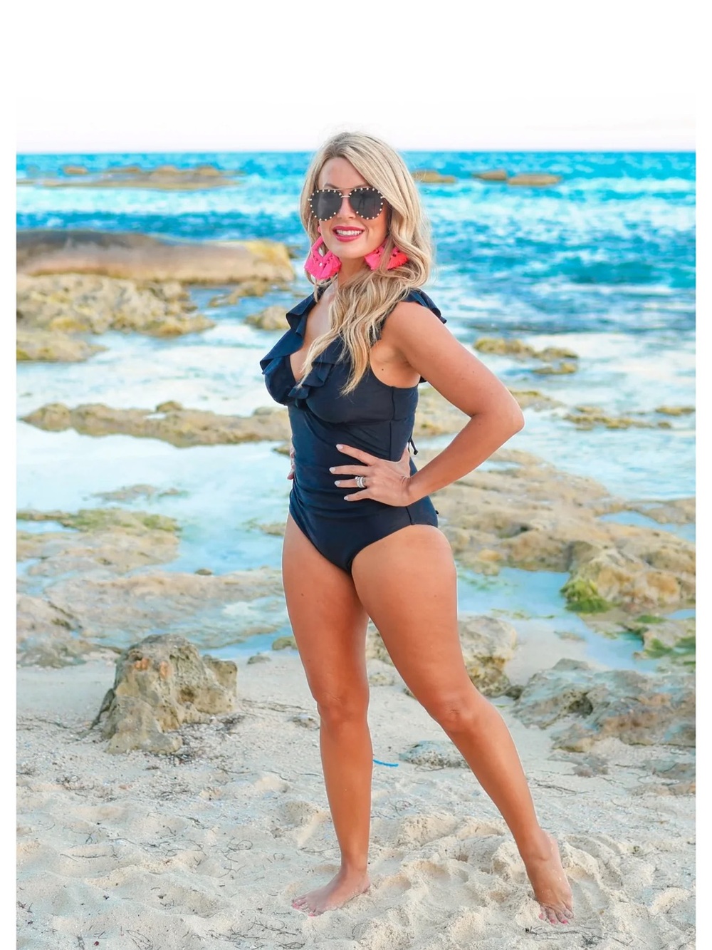 Women’s Black Ruffle One-Piece Swimsuit - Classic Beachwear